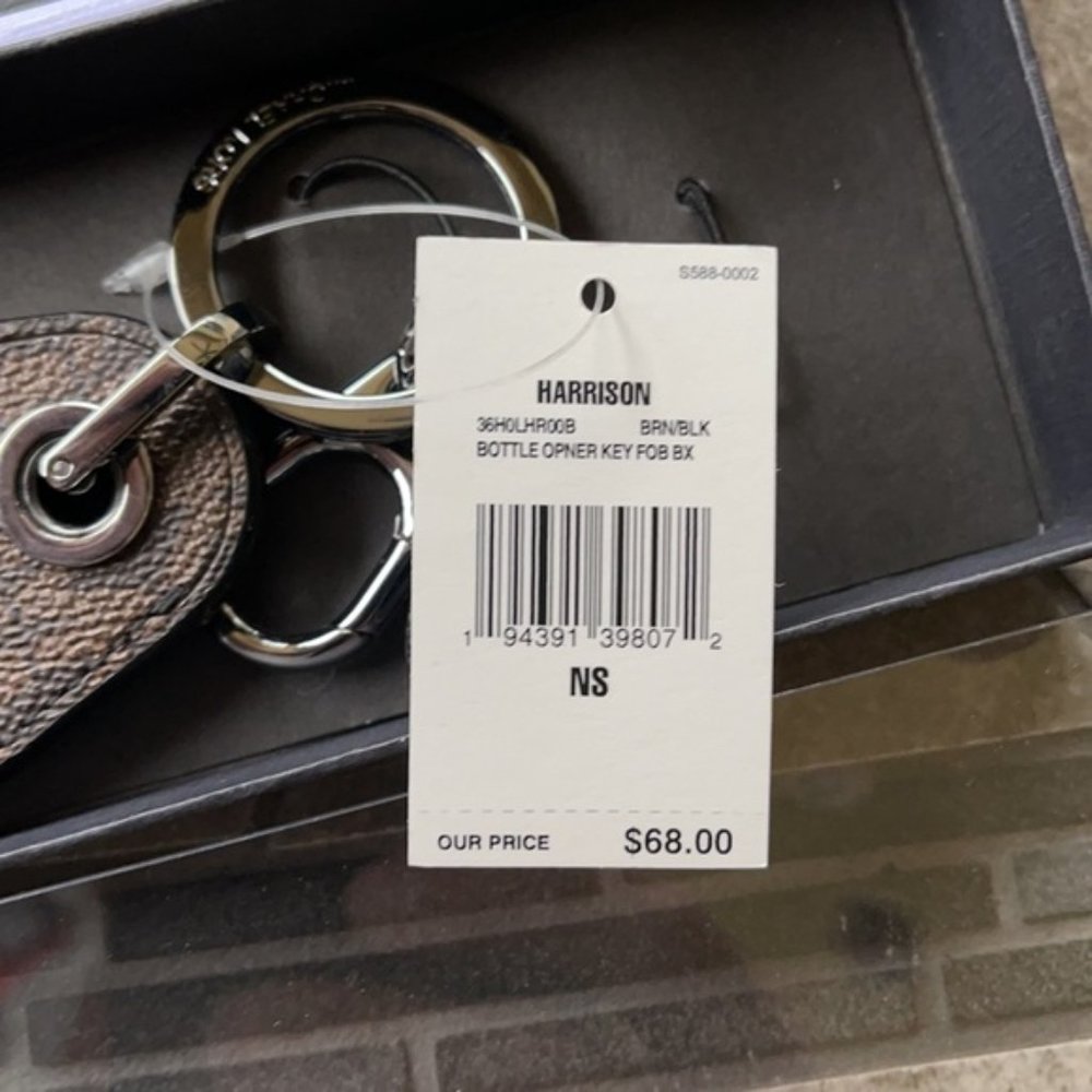 Harrison Signature Logo Bottle Opener Key Fob Brown/Black - Picture 6 of 9